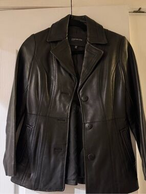 Jones New York Black Leather Women’s Coat